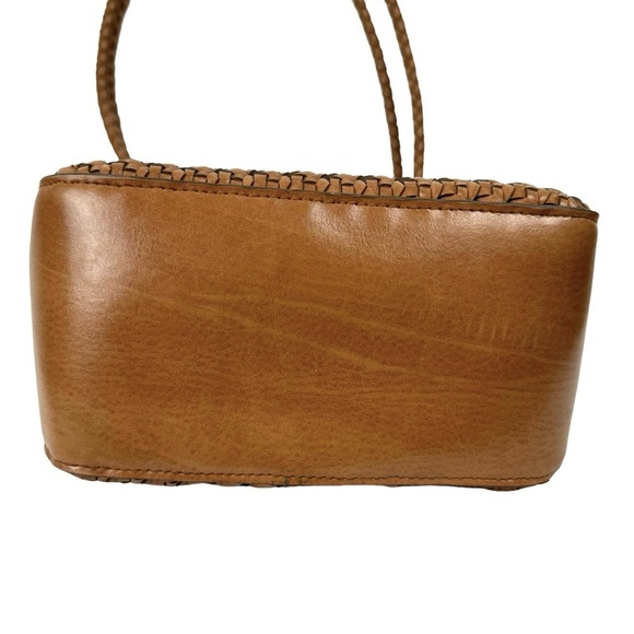 Vtg Liz Claiborne Square Bucket Shoulder Bag Brown Braided Vegan Coastal Preppy - Picture 4 of 14